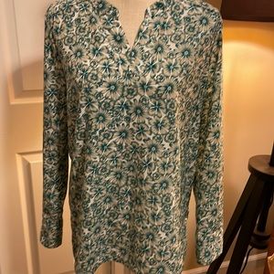 💕 Banana Republic |. Floral top teal, tan, white